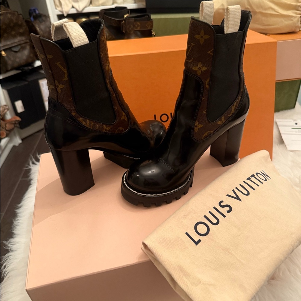 Louis Vuitton Black and Brown Women's Boots